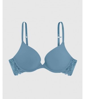 Push Up Plunge Bra with Lace Wing